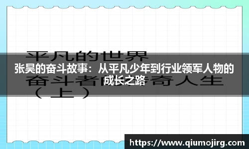 张昊的奋斗故事：从平凡少年到行业领军人物的成长之路